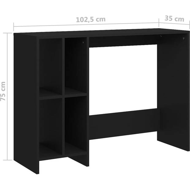 The Living Store Bureau - Strak en modern - Praktisch voor kleine ruimtes - Zwart - 102.5 x 35 x 75 cm - Met 4 schappen