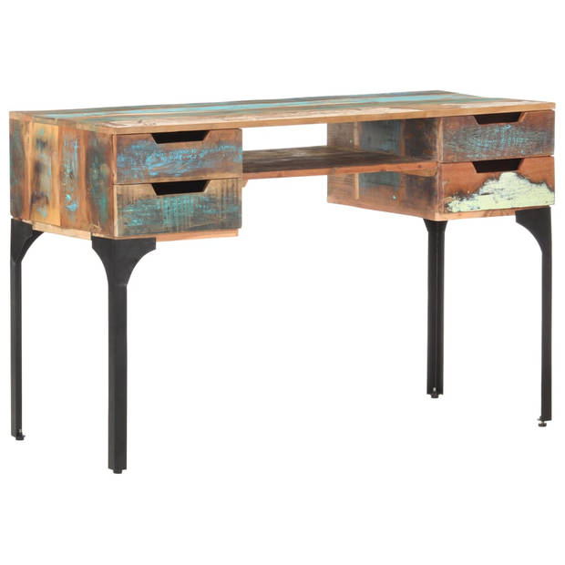 The Living Store Bureau Vintage - Massief Gerecycled Hout - 118 x 48 x 75 cm - 4 Lades - 1 Schap