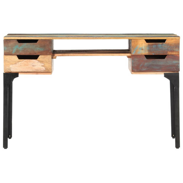 The Living Store Bureau Vintage - Massief Gerecycled Hout - 118 x 48 x 75 cm - 4 Lades - 1 Schap