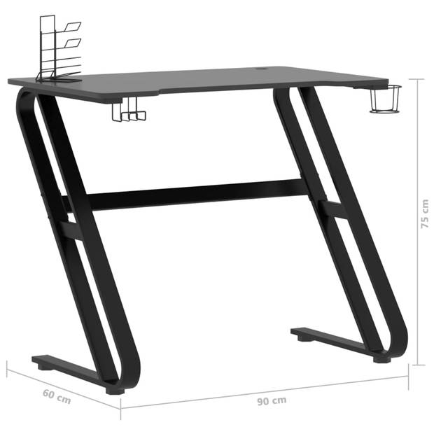 The Living Store Gaming Bureau - Ergonomisch Ontwerp - Koptelefoonrek - Controllerrek - Bekerhouder - Ruimte voor