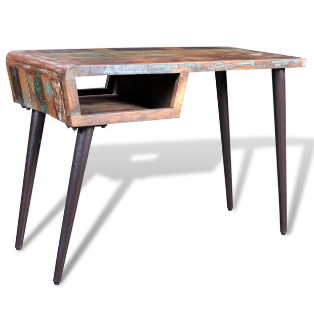 The Living Store Bureau Vintage Stijl - 110 x 50 x 80 cm - Gerecycled Massief Hout - Ijzeren Poten