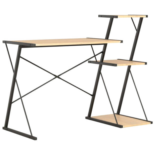 The Living Store Modern Bureau - Met Schappen - 116 x 50 x 93 cm - Zwart/Eiken - The Living Store