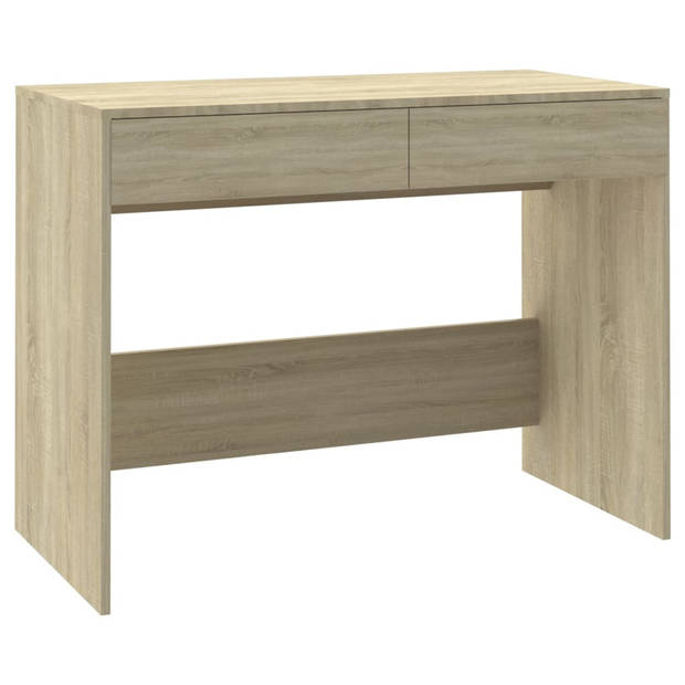 The Living Store Werktafel - Sonoma Eiken - 101 x 50 x 76.5 cm - 2 Lades