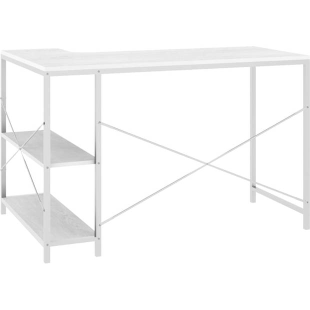 The Living Store L-Vormig Bureau - 110 x 72 x 70 cm - Spaanplaat en Gepoedercoat Metaal - Wit