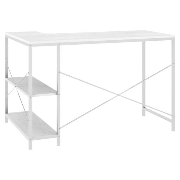 The Living Store L-Vormig Bureau - 110 x 72 x 70 cm - Spaanplaat en Gepoedercoat Metaal - Wit