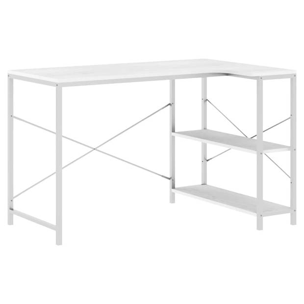 The Living Store L-Vormig Bureau - 110 x 72 x 70 cm - Spaanplaat en Gepoedercoat Metaal - Wit