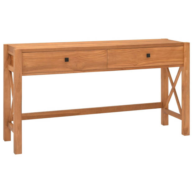 The Living Store Rustiek Houten Bureau - Teakhout - 140 x 40 x 75 cm - 2 Lades