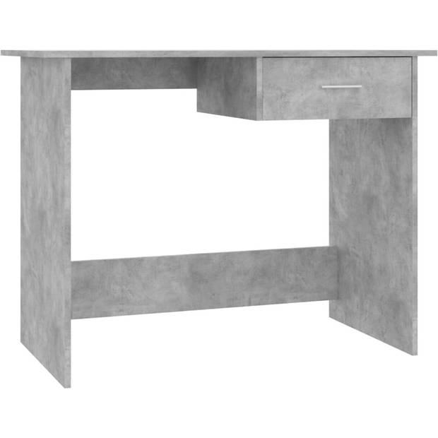 The Living Store Bureau Betongrijs - Bewerkt Hout - 100x50x76 cm - Met Lade