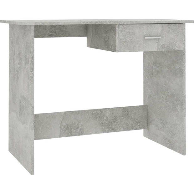 The Living Store Bureau Betongrijs - Bewerkt Hout - 100x50x76 cm - Met Lade