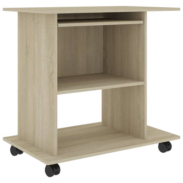 The Living Store Computerbureau - Compact - Sonoma eiken - 80 x 50 x 75 cm - Met uittrekbare toetsenbordlade