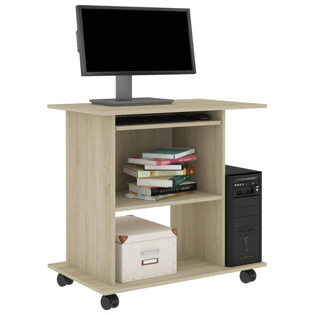 The Living Store Computerbureau - Compact - Sonoma eiken - 80 x 50 x 75 cm - Met uittrekbare toetsenbordlade