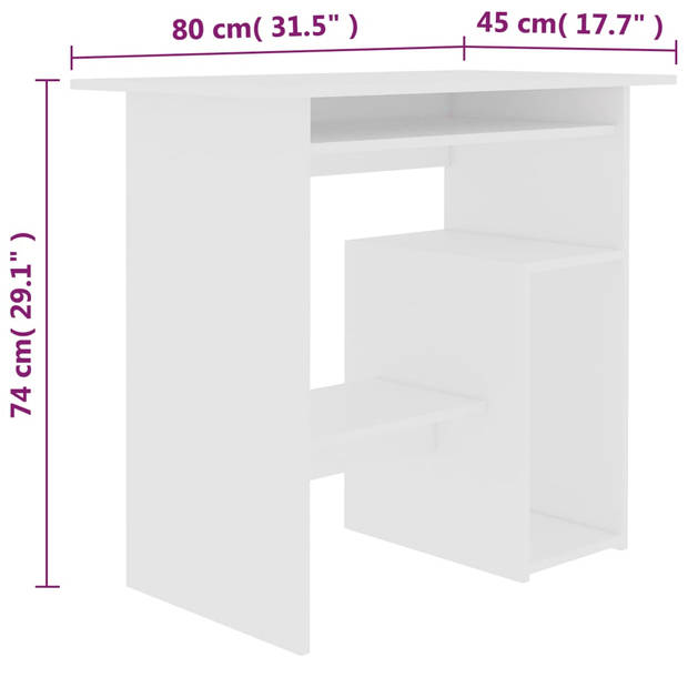 "The Living Store Bureau Modern - Computerbureau - 80 x 45 x 74 cm - Wit - Spaanplaat"