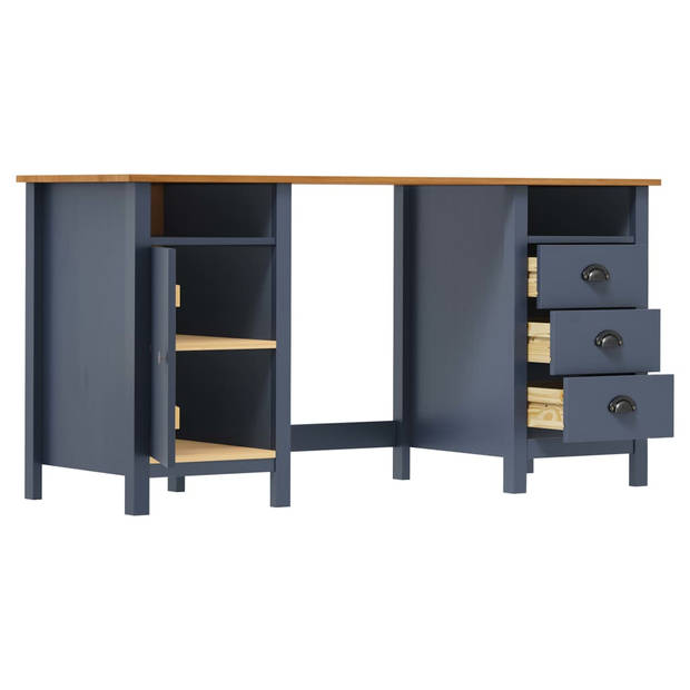 The Living Store Hill Bureau - Massief grenenhout - 150 x 50 x 74 cm - Grijs en honingbruin