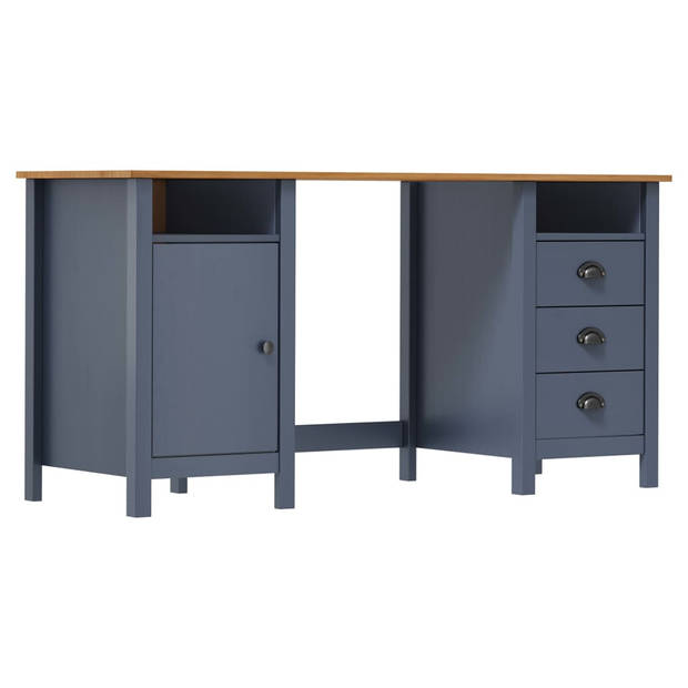 The Living Store Hill Bureau - Massief grenenhout - 150 x 50 x 74 cm - Grijs en honingbruin