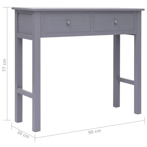 The Living Store Consoletafel - Grijs - 90 x 30 x 77 cm - Met 2 lades