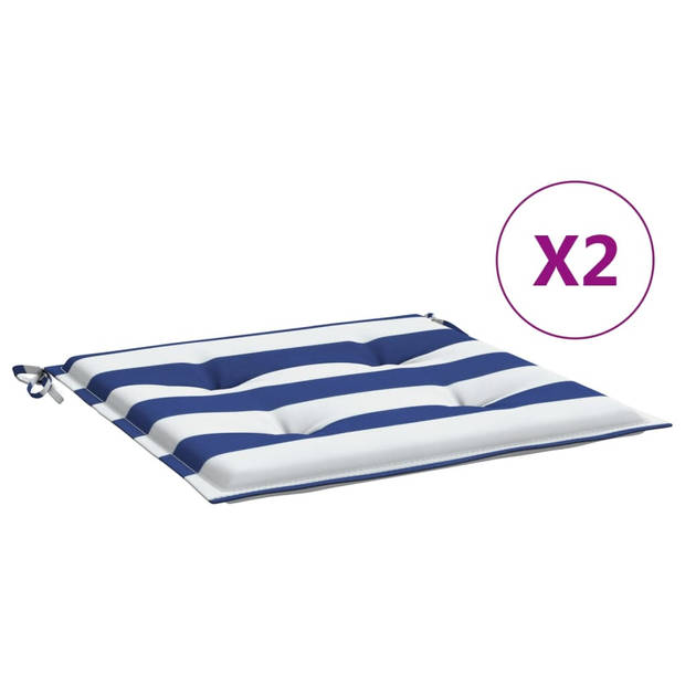 The Living Store Oxford Stoelkussens - 40x40x3 cm - Duurzaam - Zacht gevuld - Breed toepasbaar - Anti-slip - Blauw-wit