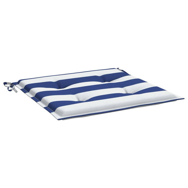 The Living Store Oxford Stoelkussens - 40x40x3 cm - Duurzaam - Zacht gevuld - Breed toepasbaar - Anti-slip - Blauw-wit