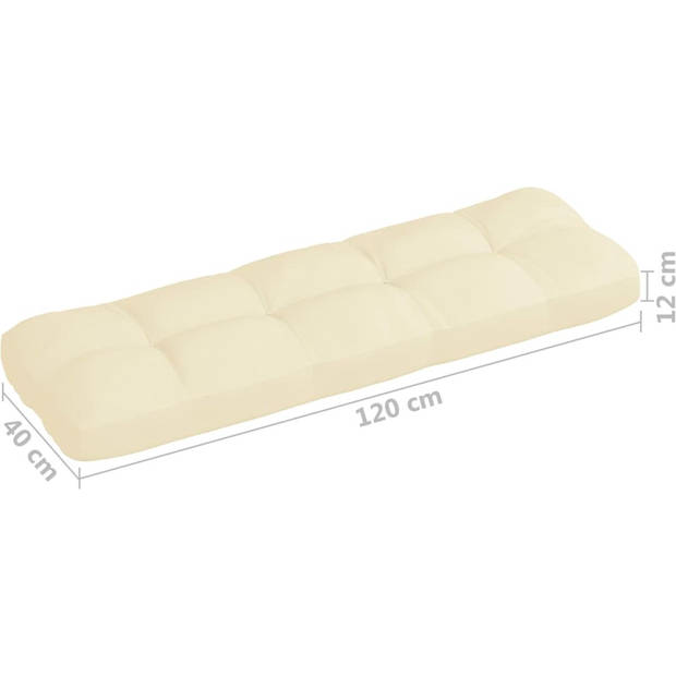 The Living Store Palletkussens - Polyester - Zachte vulling - Brede toepassing - Crème - 120 x 80 x 12 cm - 1 x