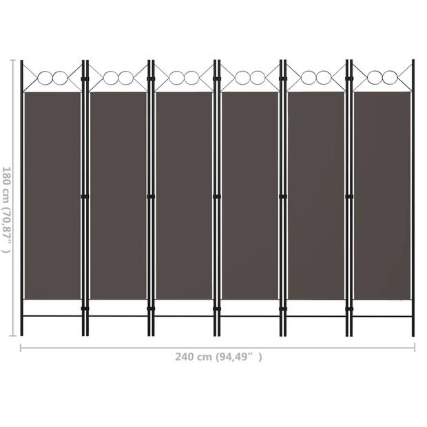 vidaXL Kamerscherm met 6 panelen 240x180 cm antraciet