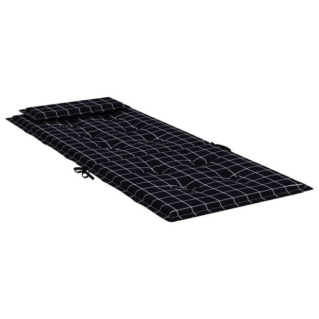 The Living Store Stoelkussen - Hoge rugleuning - 120x50x3 cm - Oxford stof - Waterafstotend - zwart ruitpatroon - 6