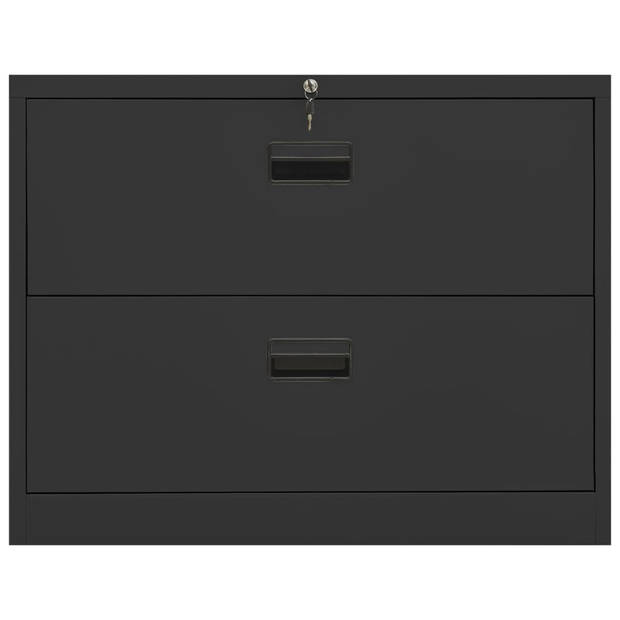 The Living Store Archiefkast - Archiefkast - 90x46x72.5 cm - Staal - Antraciet - Volledig uittrekbare lades - Met slot