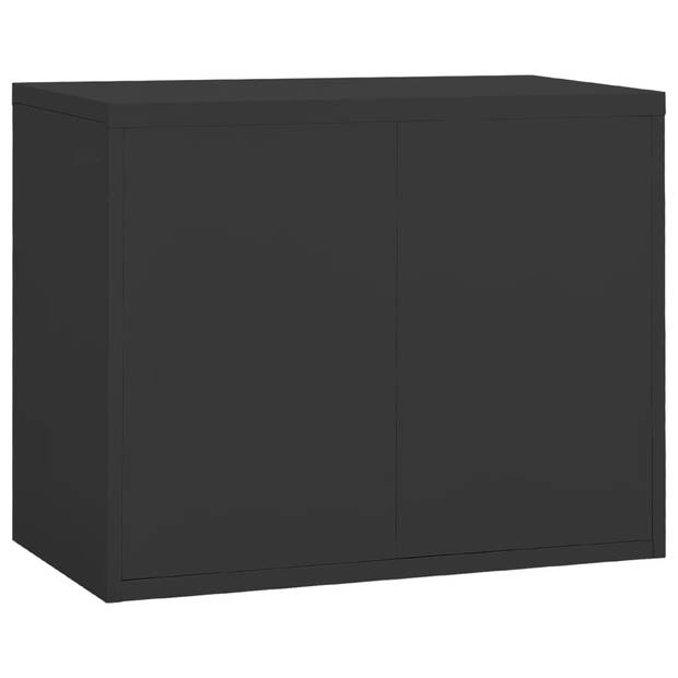 The Living Store Archiefkast - Archiefkast - 90x46x72.5 cm - Staal - Antraciet - Volledig uittrekbare lades - Met slot