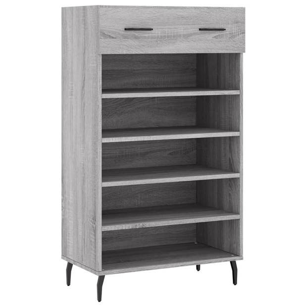 The Living Store Schoenenkast - Elegante opberger - Hout - IJzer - 60x35x105 cm - Grijs Sonoma Eiken - Met lade en 5