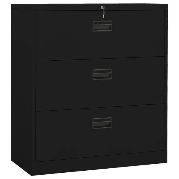 The Living Store Archiefkast Zwart - Staal - 90 x 46 x 103 cm - 3 Lades - A4 + Amerikaanse Letter + Legal - 135 kg