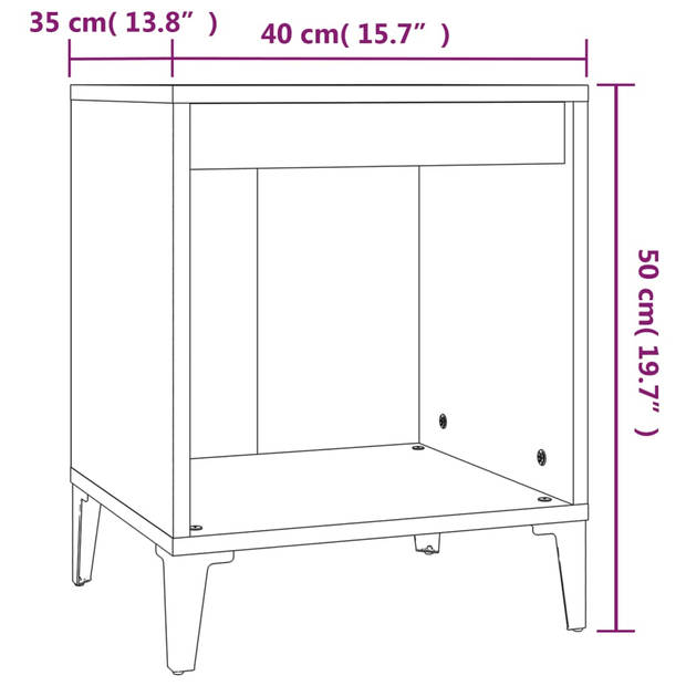 vidaXL Nachtkastje 40x35x50 cm hoogglans wit