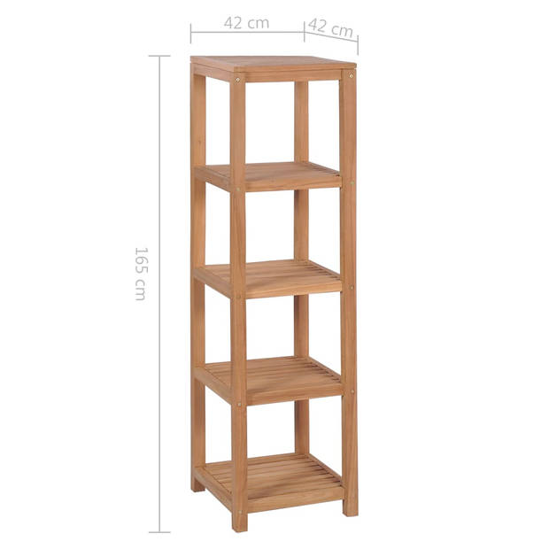 The Living Store Teakhouten Schap 4 niveaus - Badkamer - Woonkamer - Tuin - 42x42x165cm - Massief teakhout -