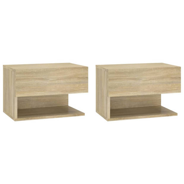 The Living Store Wandnachtkastjes - Sonoma Eiken - 46 x 29.5 x 30 cm - Wandmontage - Multifunctioneel - Eenvoudig te