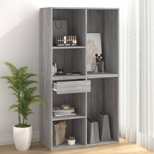 The Living Store Cosmeticakast - Cosmetica - Opbergoplossing - 80x40x75cm - Grijs Sonoma Eiken - Hoogwaardig bewerkt