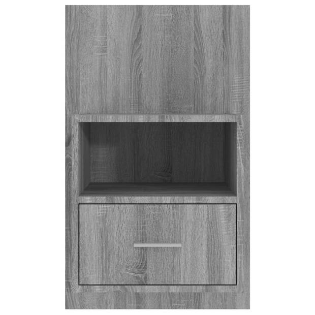 The Living Store Wandnachtkast - 48.5 x 32.5 x 80 cm - Grijs Sonoma Eiken - Multifunctioneel - Wandmontage - Bewerkt