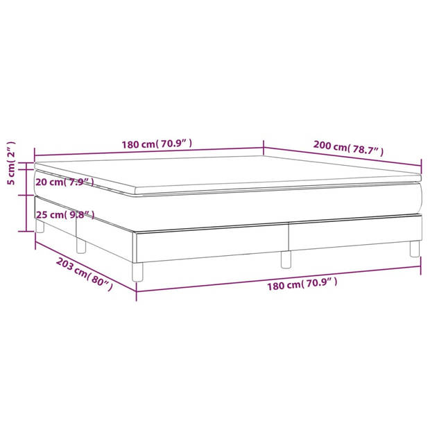 vidaXL Boxspring met matras stof taupe 180x200 cm