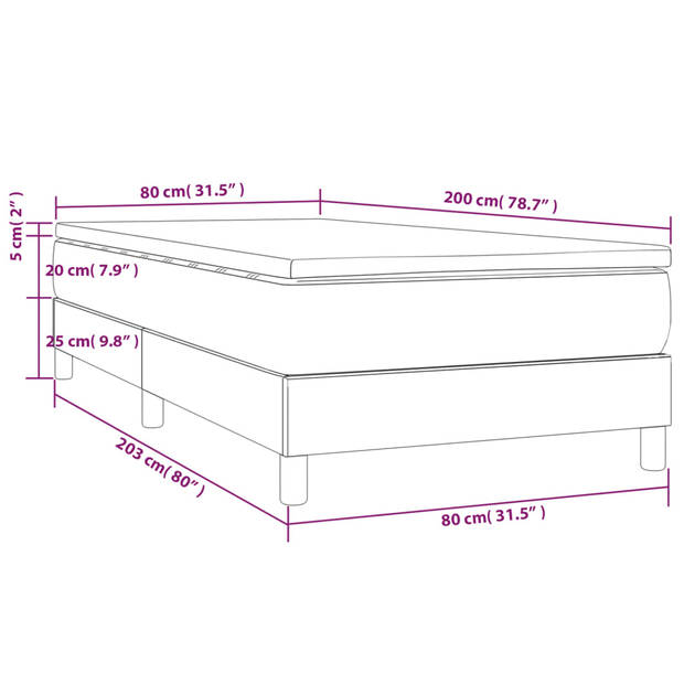 vidaXL Boxspring met matras stof taupe 80x200 cm