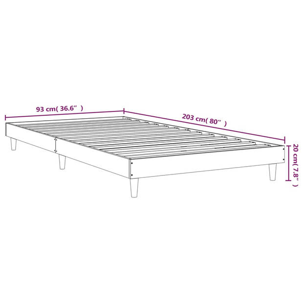 vidaXL Bedframe zonder matras hout sonoma eikenkleurig 90x200 cm