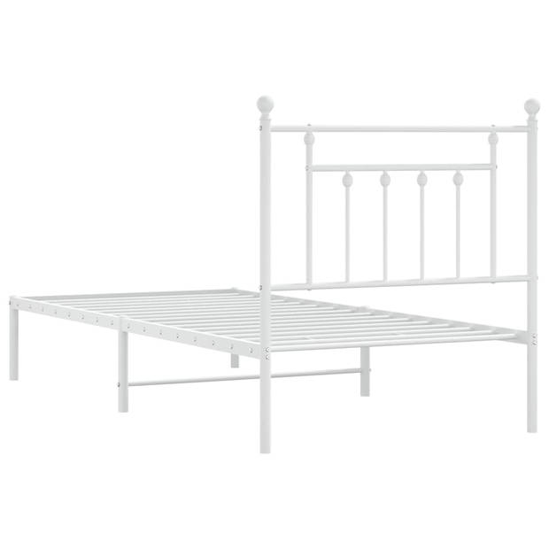 vidaXL Bedframe met hoofdbord metaal wit 80x200 cm