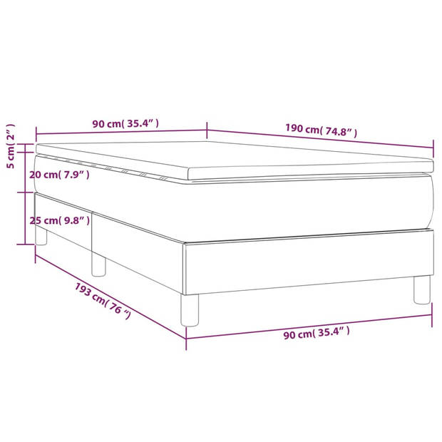 vidaXL Boxspring met matras fluweel donkergroen 90x190 cm