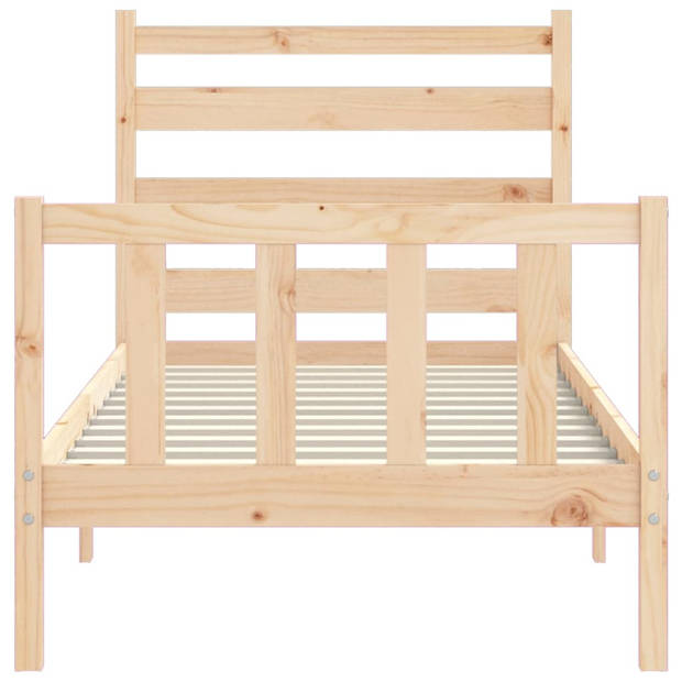 vidaXL Bedframe met hoofdbord massief hout 90x200 cm