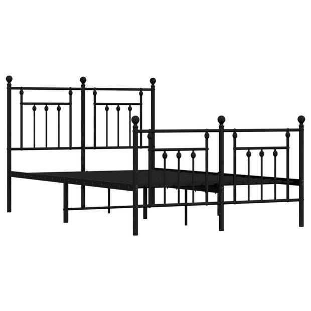 vidaXL Bedframe met hoofd- en voeteneinde metaal zwart 135x190 cm