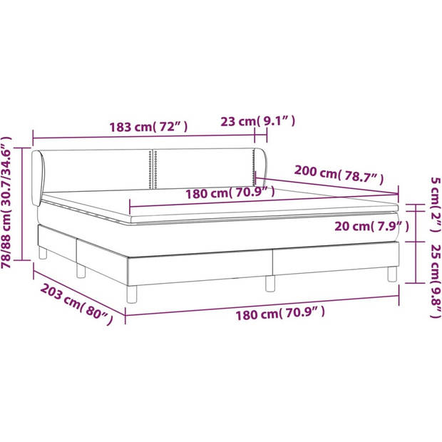 The Living Store Boxspringbed - Comfort - Bed - 180x200 - Zwart - Met verstelbaar hoofdbord en pocketvering matras