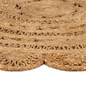 The Living Store Tapijt Jute - 120 cm Diameter - Handgemaakt - Natuurlijke Jute Toon