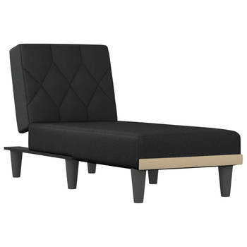 The Living Store Verstelbare Chaise Longue - Multifunctioneel - Comfortabel - Stevig Frame - Zwarte Stof - 55x140x70cm