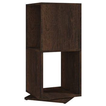 The Living Store Draaikast - Staande Kast - Gerookt Eiken - 34.5 x 34.5 x 75.5 cm - Hoogwaardig Spaanplaat - 2 schappen