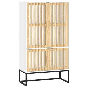 The Living Store Hoge Kast - bewerkt hout - 70 x 35 x 125 cm - wit