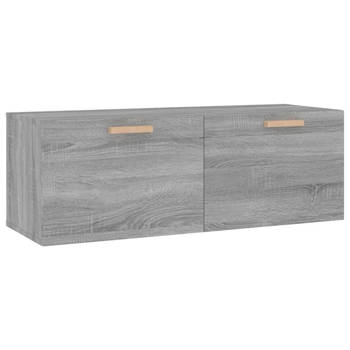 The Living Store Wandkast - Trendy - Opbergruimte - 100x36.5x35 cm - Grijs Sonoma Eiken