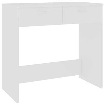 The Living Store Bureau Strakke Witte 80x40x75 cm Met 2 lades - Hoogwaardig bewerkt hout