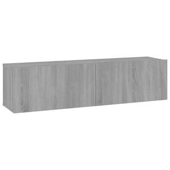 The Living Store TV-meubel - - 120 x 30 x 30 cm - Kleur- Grijs Sonoma Eiken - Materiaal- Bewerkt Hout