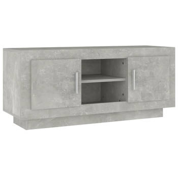 The Living Store Stereokast Betongrijs - 102 x 35 x 45 cm - Praktisch hifi-meubel