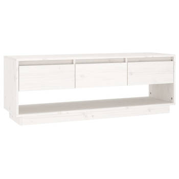 The Living Store Zwevend TV-meubel - Grenen - 110.5 x 34 x 40 cm - Wit